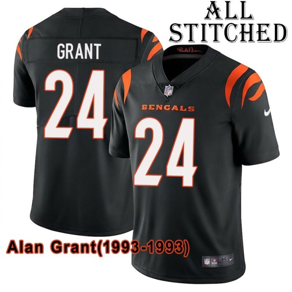 Black Home Embroidered Alan Grant Cincinnati Bengals #24 Stitched Jersey