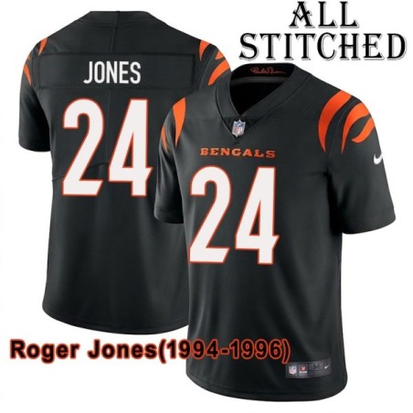 Black Home Embroidered Roger Jones Cincinnati Bengals #24 Stitched Jersey