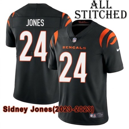 Black Home Embroidered Sidney Jones Cincinnati Bengals #24 Stitched Jersey
