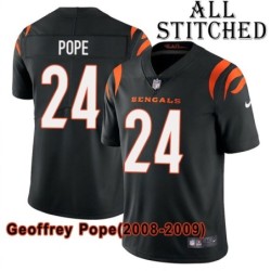 Black Home Embroidered Geoffrey Pope Cincinnati Bengals #24 Stitched Jersey