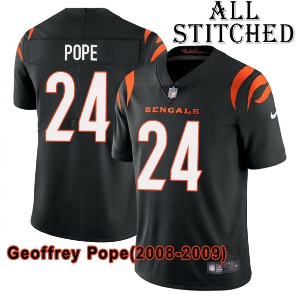 Black Home Embroidered Geoffrey Pope Cincinnati Bengals #24 Stitched Jersey