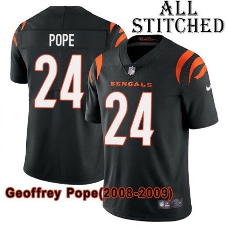 Black Home Embroidered Geoffrey Pope Cincinnati Bengals #24 Stitched Jersey