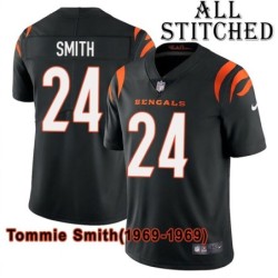 Black Home Embroidered Tommie Smith Cincinnati Bengals #24 Stitched Jersey