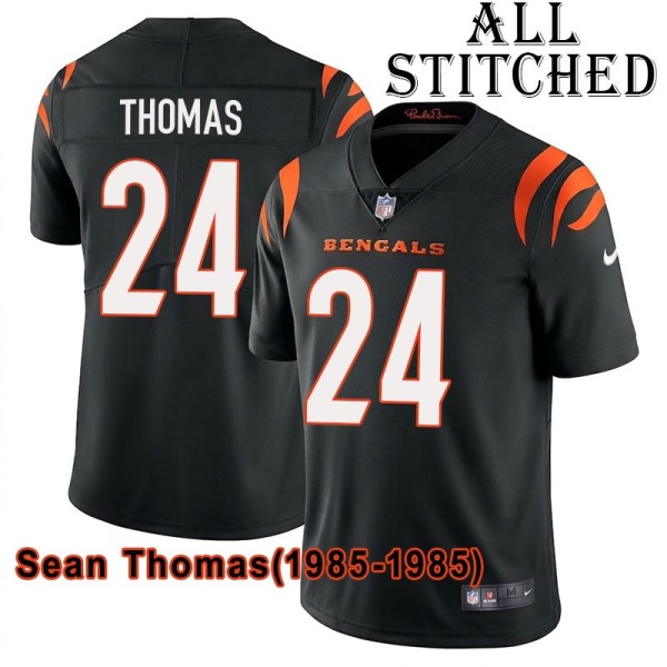 Black Home Embroidered Sean Thomas Cincinnati Bengals #24 Stitched Jersey