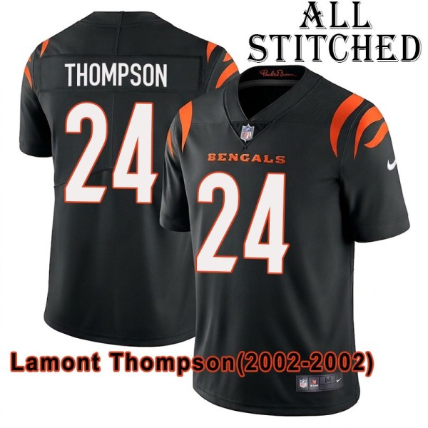 Black Home Embroidered Lamont Thompson Cincinnati Bengals #24 Stitched Jersey