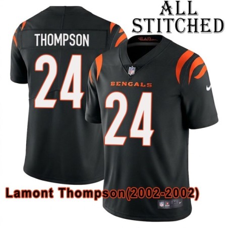 Black Home Embroidered Lamont Thompson Cincinnati Bengals #24 Stitched Jersey