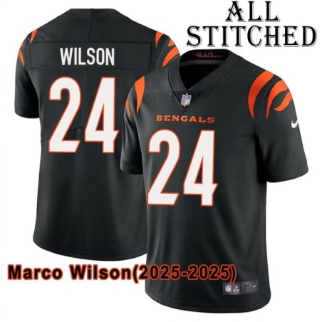 Black Home Embroidered Marco Wilson Cincinnati Bengals #24 Stitched Jersey