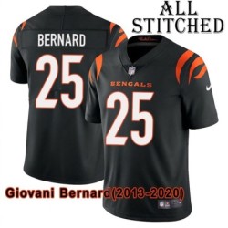 Black Home Embroidered Giovani Bernard Cincinnati Bengals #25 Stitched Jersey