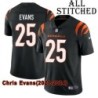 Black Home Embroidered Chris Evans Cincinnati Bengals #25 Stitched Jersey