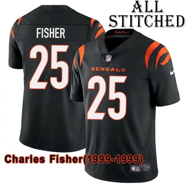 Black Home Embroidered Charles Fisher Cincinnati Bengals #25 Stitched Jersey