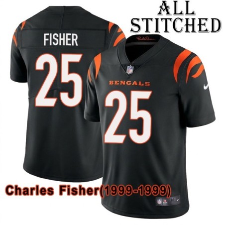 Black Home Embroidered Charles Fisher Cincinnati Bengals #25 Stitched Jersey