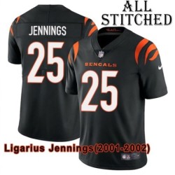 Black Home Embroidered Ligarius Jennings Cincinnati Bengals #25 Stitched Jersey