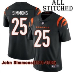 Black Home Embroidered John Simmons Cincinnati Bengals #25 Stitched Jersey