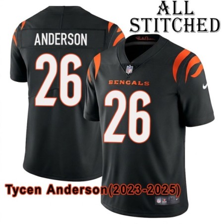 Black Home Embroidered Tycen Anderson Cincinnati Bengals #26 Stitched Jersey