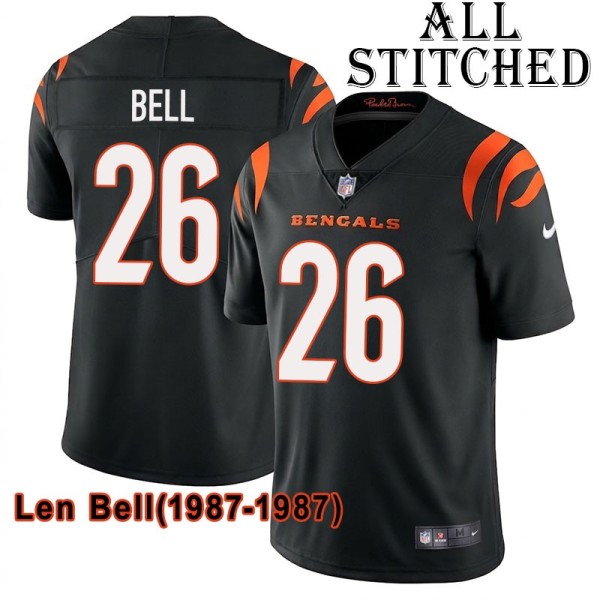 Black Home Embroidered Len Bell Cincinnati Bengals #26 Stitched Jersey