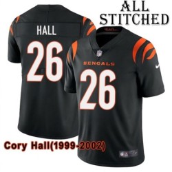 Black Home Embroidered Cory Hall Cincinnati Bengals #26 Stitched Jersey