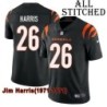 Black Home Embroidered Jim Harris Cincinnati Bengals #26 Stitched Jersey