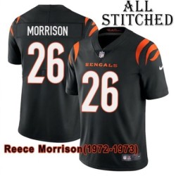 Black Home Embroidered Reece Morrison Cincinnati Bengals #26 Stitched Jersey