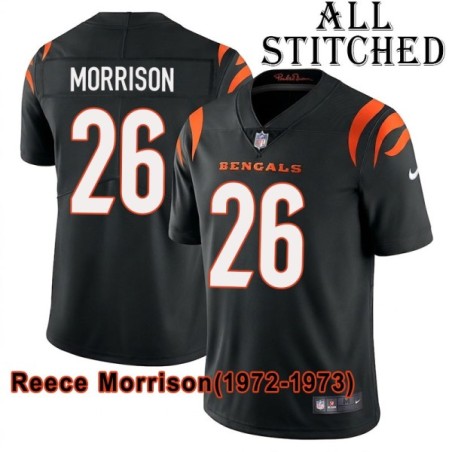 Black Home Embroidered Reece Morrison Cincinnati Bengals #26 Stitched Jersey