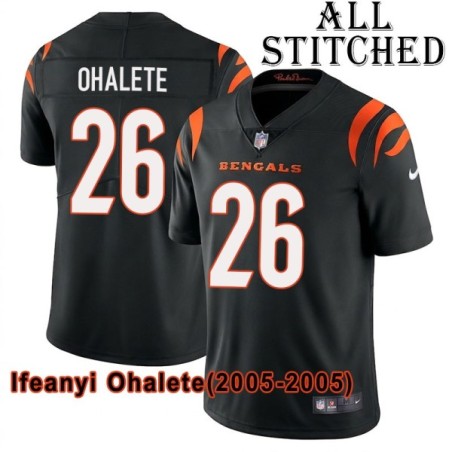 Black Home Embroidered Ifeanyi Ohalete Cincinnati Bengals #26 Stitched Jersey