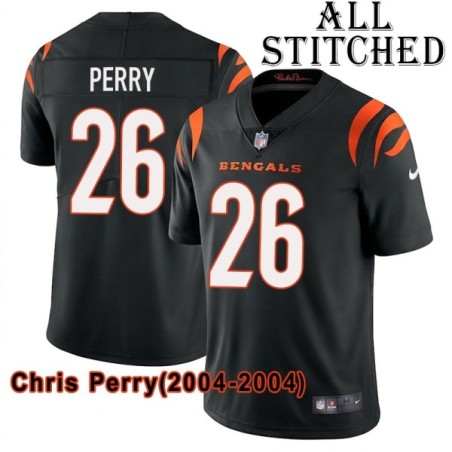 Black Home Embroidered Chris Perry Cincinnati Bengals #26 Stitched Jersey