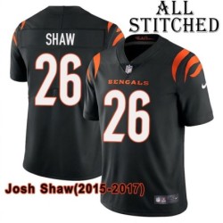 Black Home Embroidered Josh Shaw Cincinnati Bengals #26 Stitched Jersey