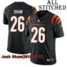 Black Home Embroidered Josh Shaw Cincinnati Bengals #26 Stitched Jersey