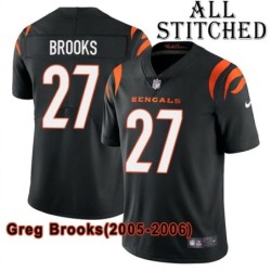 Black Home Embroidered Greg Brooks Cincinnati Bengals #27 Stitched Jersey