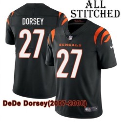 Black Home Embroidered DeDe Dorsey Cincinnati Bengals #27 Stitched Jersey