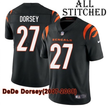 Black Home Embroidered DeDe Dorsey Cincinnati Bengals #27 Stitched Jersey