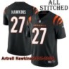 Black Home Embroidered Artrell Hawkins Cincinnati Bengals #27 Stitched Jersey