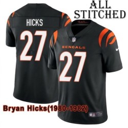 Black Home Embroidered Bryan Hicks Cincinnati Bengals #27 Stitched Jersey