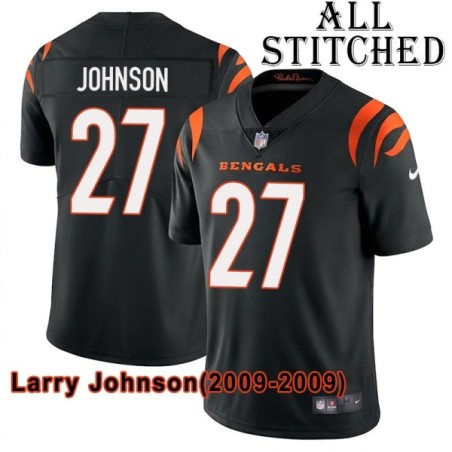 Black Home Embroidered Larry Johnson Cincinnati Bengals #27 Stitched Jersey