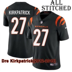 Black Home Embroidered Dre Kirkpatrick Cincinnati Bengals #27 Stitched Jersey
