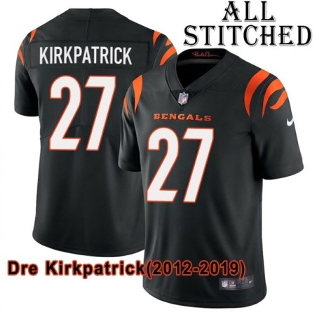 Black Home Embroidered Dre Kirkpatrick Cincinnati Bengals #27 Stitched Jersey