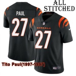 Black Home Embroidered Tito Paul Cincinnati Bengals #27 Stitched Jersey