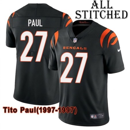 Black Home Embroidered Tito Paul Cincinnati Bengals #27 Stitched Jersey