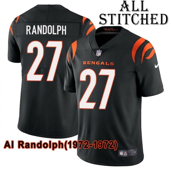 Black Home Embroidered Al Randolph Cincinnati Bengals #27 Stitched Jersey