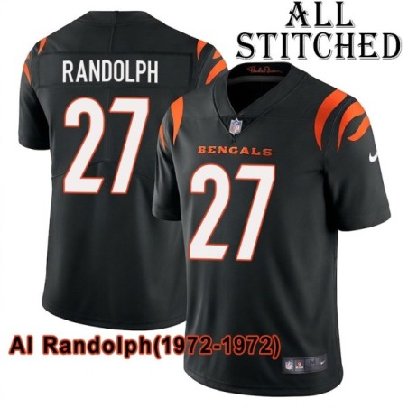 Black Home Embroidered Al Randolph Cincinnati Bengals #27 Stitched Jersey