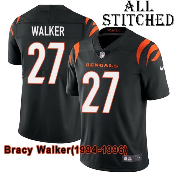 Black Home Embroidered Bracy Walker Cincinnati Bengals #27 Stitched Jersey