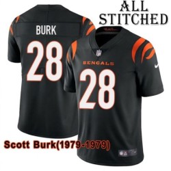 Black Home Embroidered Scott Burk Cincinnati Bengals #28 Stitched Jersey