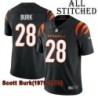 Black Home Embroidered Scott Burk Cincinnati Bengals #28 Stitched Jersey