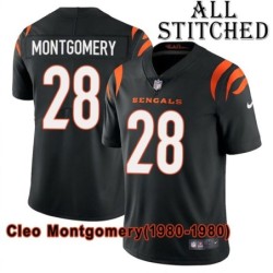 Black Home Embroidered Cleo Montgomery Cincinnati Bengals #28 Stitched Jersey
