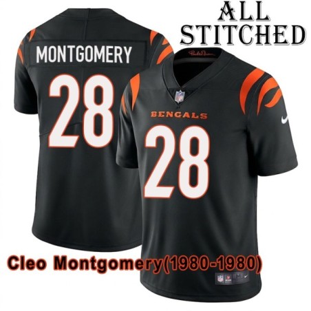 Black Home Embroidered Cleo Montgomery Cincinnati Bengals #28 Stitched Jersey