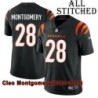 Black Home Embroidered Cleo Montgomery Cincinnati Bengals #28 Stitched Jersey