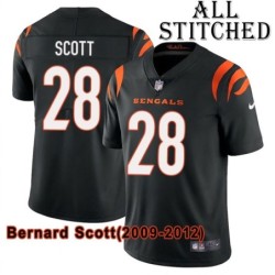 Black Home Embroidered Bernard Scott Cincinnati Bengals #28 Stitched Jersey