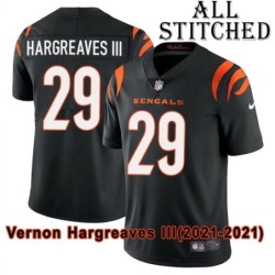 Black Home Embroidered Vernon Hargreaves III Cincinnati Bengals #29 Stitched Jersey