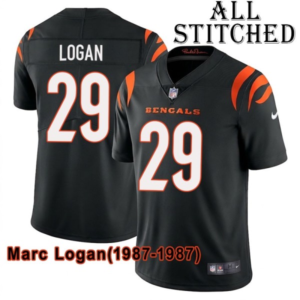 Black Home Embroidered Marc Logan Cincinnati Bengals #29 Stitched Jersey