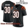 Black Home Embroidered Chase Brown Cincinnati Bengals #30 Stitched Jersey