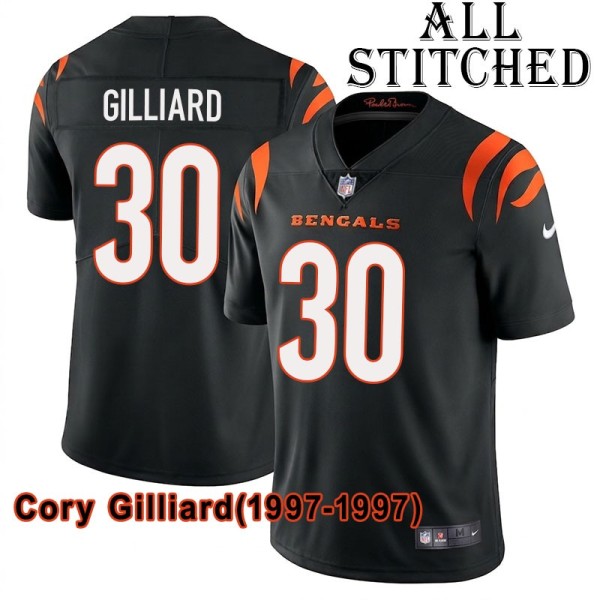 Black Home Embroidered Cory Gilliard Cincinnati Bengals #30 Stitched Jersey